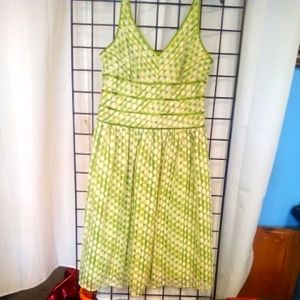 Vintage Robbie Bee  Midi Dress Womens sz 12 Green Stripes polka dots Sleeveless